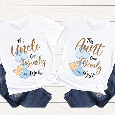 Bear Themed Baby Shower Boy Matching Outfits | We Can Bearly Wait Teddy Bear Baby Shower Tshirts for New Parents | Teady Bear Baby Shower - image2